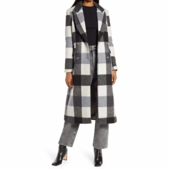 NWT Reformation York Coat in Light Grey Plaid Size L #1465 - Picture 4 of 12
